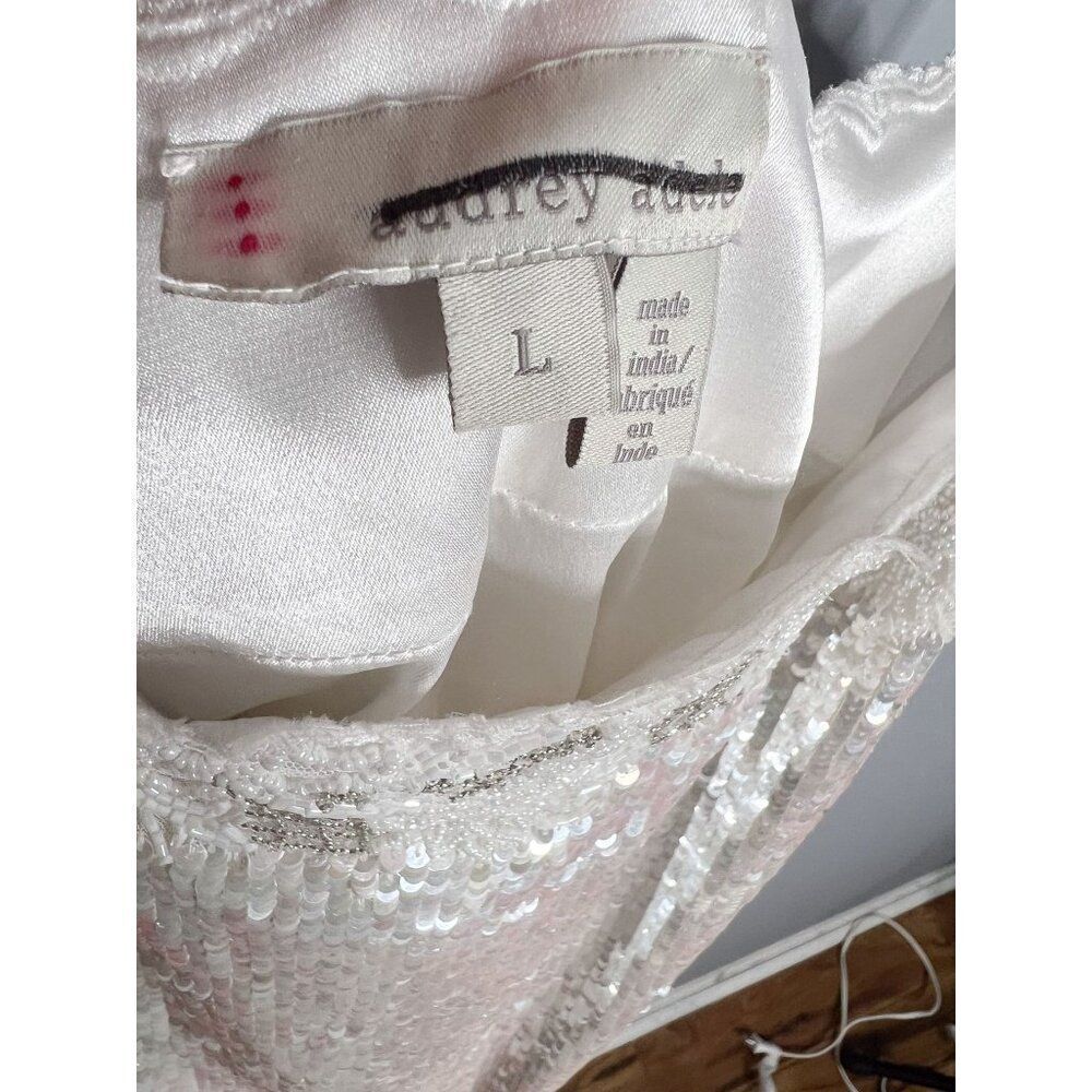 NEW BHLDN Audrey Adele Sequin Mini Shift Dress Beaded Sequin Bridal‎ Large - Picture 9 of 13